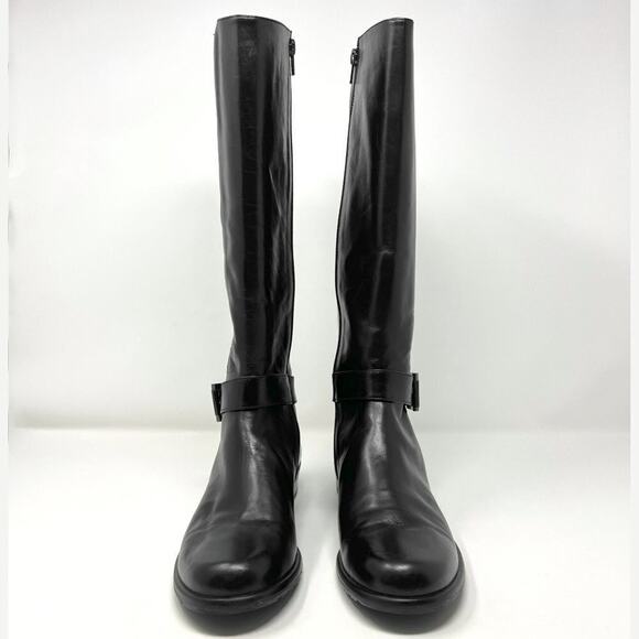 Stuart Weitzman Black Leather Knee-High Riding Boots, Size 7M - Picture 4 of 9